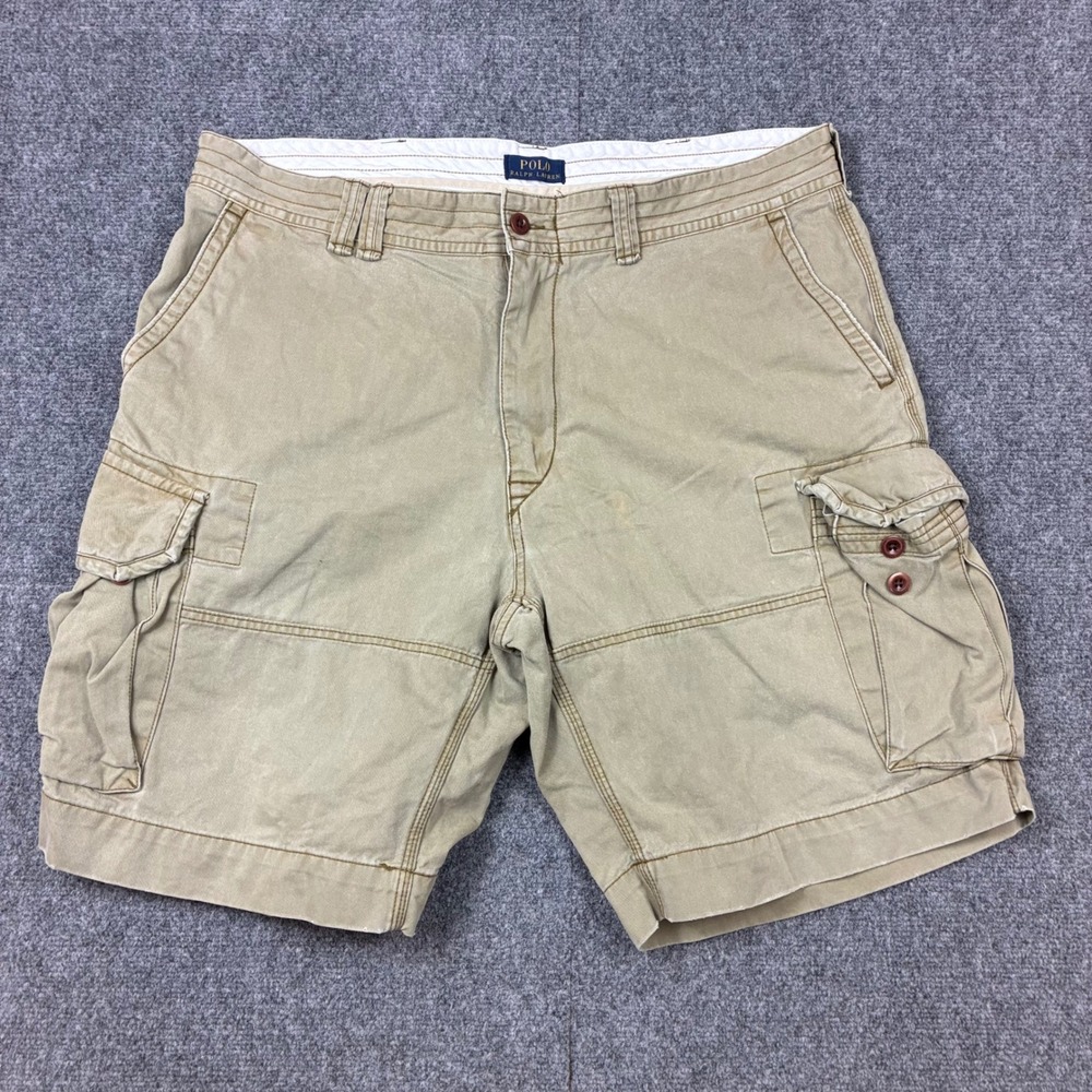 Polo Ralph Lauren Mens Size 40W Cargo Shorts Khaki Tan Cotton Twill Utility